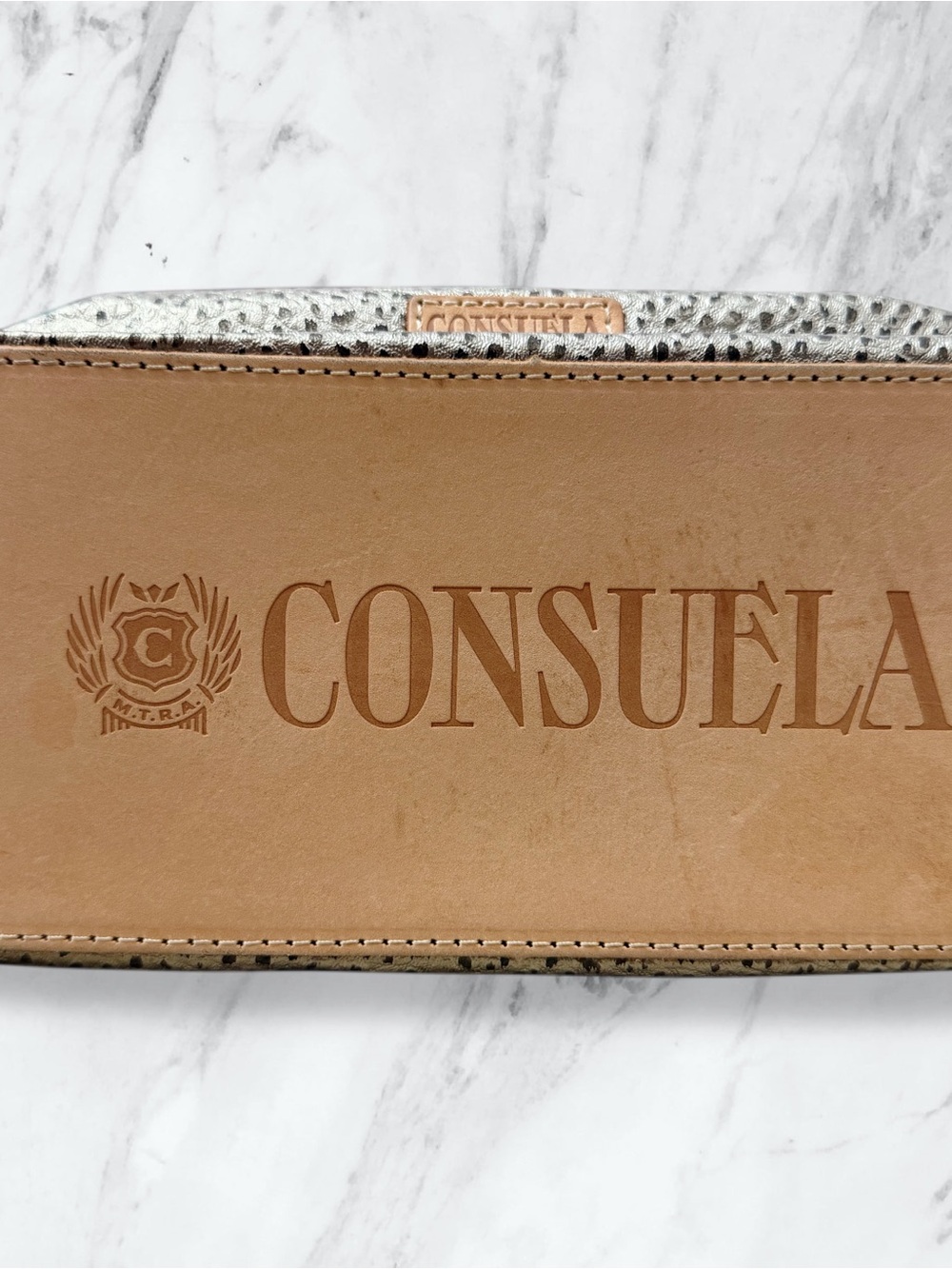 Consuela Metallic Gold Shoulder Bag with blue glitter interior - Picture 5 of 5